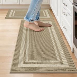 COSY HOMEER Kitchen Rugs Sets of 2 Non-Slip Washable,20"x30"+20"x48"