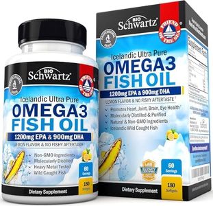 Triple Strength Omega 3 Fish Oil Supplement - 2250mg EPA DHA Omega 3 Fatty Acids from Fresh Wild Caught Fish, Supports Joint, Eyes, Brain Health - Burpless Lemon Flavor, Gluten Free, 180 Softgels