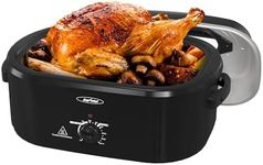 Sunvivi Electric Roaster, 26 Quart Electric Roaster Oven with Self-Basting Lid, Turkey Roaster Oven Buffet with Removable Pan, Cool-Touch Handles, Black