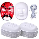 50 Pack Paper Mache Masks, DIY Paintable Full Face Masks, Decorative White Opera Mask for Masquerade Party Theatre Halloween