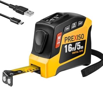 PREXISO 2-in-1 Digital Tape Measure - 16Ft Rechargeable Measuring Tape Ruler Ft/Ft+in/in/M/CM/MM Unit - Metric & Inches Retractable Measurement Tape Tool with Magnetic Tip - Pythagorean, Area, Volume