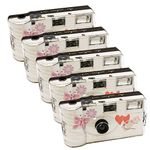 5x PHOTO PORST Disposable Camera/Wedding Camera/Butterfly (Cameras 27 Photos Flash 5 Pack)