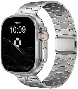 FiNESTONE AGIS02 Titanium Band for Apple Watch Ultra 3/2/1 Band 49mm & Series 11/10 46mm, Premium Ultra Watch Band for Men with DLC Coating, Durable and Lightweight iWatch Metal Strap Magnetic Clasp, Titanium Natural