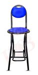 IYB Metal -(24 Inch Seating Height Strong Heavy Duty Folding Padded Stool Chair With Foot Rest&Higher Height (Blue)