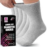 Diabetic Socks For Men and Women Cotton Loose Fit Non-Binding Crew Socks 6 Pairs
