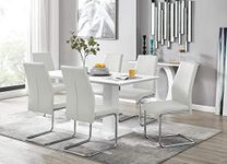 Furniturebox UK Imperia 6 Modern White High Gloss Dining Table and 6 Stylish Lorenzo Dining Chairs Set (Dining Table + 6 White Lorenzo Chairs)