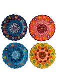 Ayennur Turkish Decorative Plates Set of 4-5.12" Multicolor Handmade Ceramic Ornament for Home&Office Wall Decors