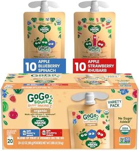 GoGo squeeZ Happy ImmuneZ Variety Pack, Organic Apple Blueberry Spinach & Apple Strawberry Rhubarb, 3.2 oz (Pack of 20), Kids Snacks with Prebiotic Fiber, Gluten, Nut & Dairy Free