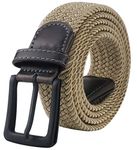 maikun belt,Belts for Men, Elastic Belt for Men, Stretch Woven Belt Length 51",khaki