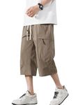 Lymio Men Casual Shorts || Men Cargo Shorts Cotton (Shorts-42-Khakhi-L)