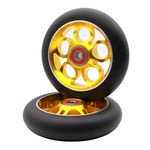 2Pcs Replacement 110 mm Pro Stunt Scooter Wheel with ABEC 9 Bearings Fit for MGP/Razor/Lucky Pro Scooters(Gold)