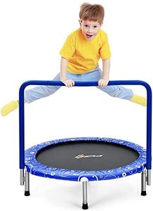 COSTWAY Mini Trampoline, 36 Inch Kids Exercise Rebounder with Foam Handrail and Safety Padded Cover, Foldable Toddler Trampolines for Indoor Outdoor (Blue)