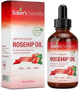 100% Pure Rosehip Oil - 120ml - Certified ORGANIC - Revitalises Skin & Hair - Clinically Proven - Natural / Cold pressed & unrefined - NON Greasy HIGH absorbency - Use daily - Anti ageing, nourishes, hydrates and visibly reduces fine lines, scars, stretch marks and skin pigmentations - Suitable for all skin types - Eden's Semilla Essential Skin Care