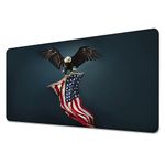 American Bald Eagle with American Flag Desk Mat,Large Gaming Mouse Pad,Non-Slip Rubber Base Mousepad with Stitched Edges,Waterproof Mouse Mat Desk Pad for Work, Game, Office (31.5x15.7 in)