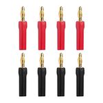 VCELINK Banana Plugs Open Screw Type, 4mm Speaker Connectors 24K Gold Plated for Speaker Wire, Sockets, Amplifier in Red & Black (4 Pairs/8 PCS)