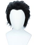 Linfairy Short Straight Cosplay Wig Halloween Costume Black Wig