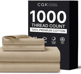 Juego de sábanas de 1000 hilos, 100 % algodón, más suaves que el algodón egipcio, juego de 4 piezas, color crema, tejido satinado suave, ropa de cama de lujo de hotel de 16 pulgadas, bolsillo profundo