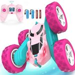 Pink Remote Control Car for Girls - RC Stunt Cars with 4WD Double-Sided Driving 360° Flips Rotating, Remote Trucks Outdoor Toys for Kids Age 6 7 8-12, Christmas Birthday Gifts