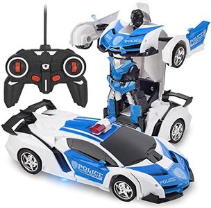 TWODNBD Auto telecomandata, Trasforma Robot Rc Ricaricabile Rotazione a 360° Stunt 1:18 Deformazione Giocattolo per Auto da Corsa, Deformazione a Un Pulsante in Robot, Regalo per Bambini Bambini