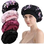 Bonnet for Sleeping - Sleep Bonnet Curly Hair Wrap Cap Cover 4 Packs