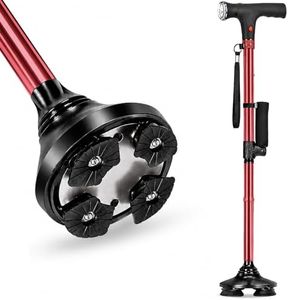 Soulsmart Red 2 Handles Foldable Smart Easy Up Cane with LED Light
