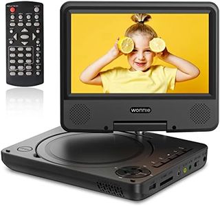 WONNIE 9.5" Portable DVD Player for Kids and Car with 7.5" Swivel Screen, 4-6 Hours Rechargeable Battery, Regions Free, AV in/Out, Support USB/SD Card/Sync TV