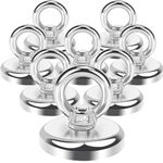 Aenienoe 8 Pack Strong Neodymium Magnets Fishing 110lb Pulling Force Heavy Duty Extra Strong Magnets Industrial Magnet for Retrieving in River and Salvage 1.26in(32mm)