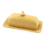 Boston International Stonewear Butter Dish & Lid, 8 x 4-Inches, Honeycomb