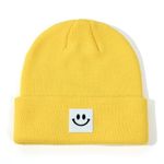 MECOCO Toddler Beanie for Boys Girls Infant Kids Baby Winter Hat Smiley Face Warm Baby Hats Toque 0-6 Years (Yellow, 2-6 Years Old)