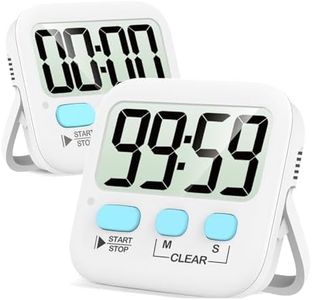 Kitchen Timer, 2 Pack Digital Kitchen Timer Magnetic Countdown Stopwatch Timer with Loud Alarm, Big Digit, Back Stand, Hanging Hole for Cooking, Shower, Bathroom, Kids, Teacher - AAA Battery Included