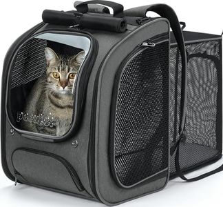 Pecute Cat Backpack Carrier Expandable, Large Space Cat Bubble Backpack, Breathable Cat Carrier, Shaded Dog Backpack Carrier for Travel, Hiking, Suitable for Shopping, and Vet, Gray