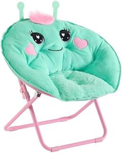 heritage kids Figural Butterfly Faux Fur 23" Folding Saucer™ Chair, Aqua with Pink Legs, Ages 3+