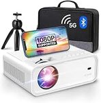 Mini Projector with 5G WiFi and Bluetooth W/ Tripod & Bag, ALVAR 9000 Lumens Portable Outdoor Movie Projector 240" Display & 1080P Supported, Compatible with TV Stick/HDMI/VGA/USB/iOS & Android