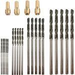 Diamond Drill Bits 1mm 1.5mm 2mm 2.5mm 20 Pieces 4 Sizes Diamond Drill Bits for Glass Compatible with Dremel Collets Included Jewelry Glass Shells Gems Lapidary Ornament Bracelet Necklace Arts Crafts