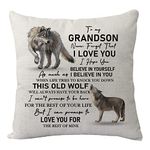 to My Grandson Pillowcase Gift, Funny Grandson Throw Pillow Cover from Grandparents Reminder Gift for Grandson Boys Teens Men Birthday Graduation Christmas Cushion Cover 18"x 18"