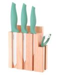 Ceramic Kitchen Knife Set with Block DEC 2019 NEW Stronger Version, White Sharp Zirconium Blades & peeler in Wood Holder Chef Knife with Wooden Block. Kitchen Knives. Turquoise Steak knife set & fruit