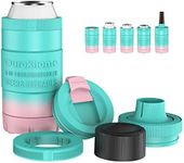 Ourokhome 5 in 1 Can Cooler, Stainless Steel Insulated Beverage Cup for 12 & 16 OZ Skinny & Regular Cans and Bottles, 100% Leak Proof Iced Coffee Tumbler with Lid, Mint and Pink