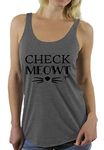 Awkwardstyles Check Meowt White Sayings Racerback tank tops + Bookmark M Dark Gray