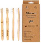 Gondola Kids Bamboo Toothbrushes Soft Bristles – Vegan Organic Eco Friendly Tooth Brush for Kids with Fun Animals Designs & Lightweight, Smooth Bamboo Handles – Zero Waste Packaging – 4 Pack