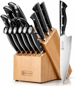 PAUDIN Kitchen Knife Set with Block, 16-Piece Razor Sharp Chef Knife Set