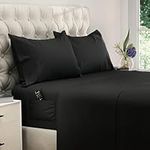 DREAMCARE Bed Sheets King - 4 PCS King Sheet Set - up to 15 inches - Collection Superior Softness - Hotel Luxury King Sheets & Pillowcases Set - Wrinkle & Fade Resistant (King, Black)
