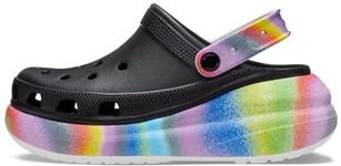 Crocs Unisex-Adult Classic Crush Clogs | Platform Shoes, Black/Multi Spray Dye, 7 Women/5 Men