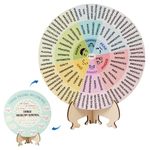 Feelings Wheel with Stand, Diameter 7.87in Emotion Wheel Premium Wooden Feelings Wheel Emotion Wheel Chart for Adults Mental Health Therapist Gifts Home Decoration Supplies(Rainbow)