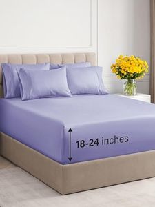 Extra Deep Cal King Sheet Set - 6 Piece Breathable & Cooling Sheets - Hotel Luxury Bed Sheets Set - Easy Fit - Soft, Wrinkle Free & Comfy Sheets Set - Lavender Sheet Set w/Extra Deep Pockets