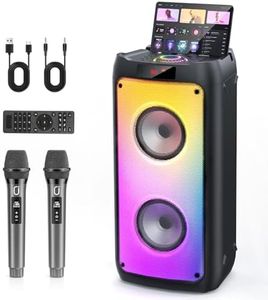 HWWR Karaoke Machine with 2 Wireless Microphones, Portable Bluetooth Karaoke Speaker for Adults, Big Party PA System with Disco Lights for Gatherings, Stage Monitors, Best Gifts for All