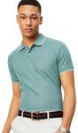 max Men's Half Sleeves Regular Fit Polo Neck Solid T-Shirt (Aqua_M)