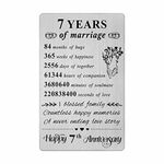 Resdink 7 Year Anniversary Card for Him, Her, Men, Women - Stainless Steel, Laser Engraved, Unbreakable Bond, Personalized, Credit Card Size, Includes Envelope