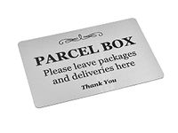 Parcel Box Sign - Metal | Aluminium with Adhesive Backing | Notice for Deliveries, Packages, Post, Mailman | Information Sign | Don't Loose Your Parcel Ever Again