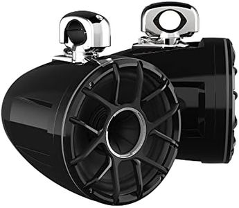 Wet Sounds REV 12 HD 12" Horn Loaded Compression Driver Tower Speakers with XZ Grills & Stainless Swivel Clamps, 400 Watts RMS, Black, Pair