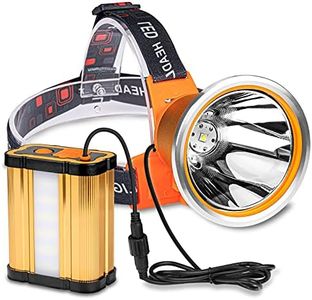Hunting friends Superbright Rechargeable Headlight High Power LED Headlamp Waterproof Portable Flashlight with 3 Light Modes for Camping Hiking Hunting Fishing (Yellow Light)